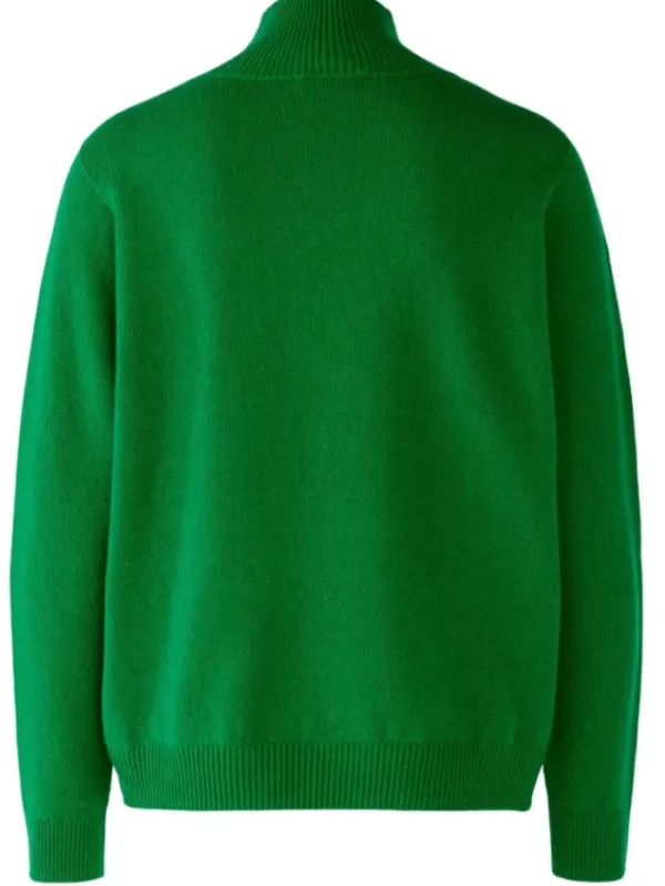 Oui Knitwear | Gifts Under £250^Green Wool Blend Jumper With High Neck 79985 Col 6466