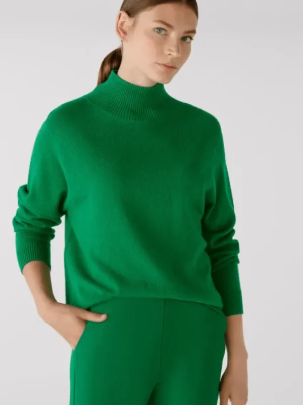 Oui Knitwear | Gifts Under £250^Green Wool Blend Jumper With High Neck 79985 Col 6466