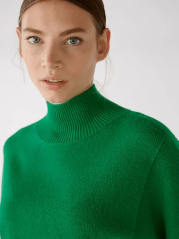 Oui Knitwear | Gifts Under £250^Green Wool Blend Jumper With High Neck 79985 Col 6466