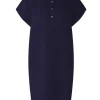 Oui Dresses | Gifts Under £100^Linen Dress With Jersey Patch In Dark Blue 78897 5742