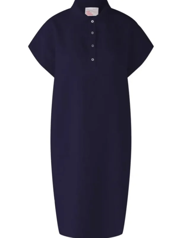 Oui Dresses | Gifts Under £100^Linen Dress With Jersey Patch In Dark Blue 78897 5742