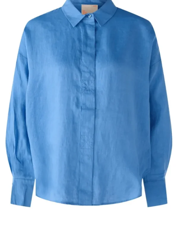 Oui Tops | Gifts Under £100^Linen Shirt in Azure Blue 78867 5288