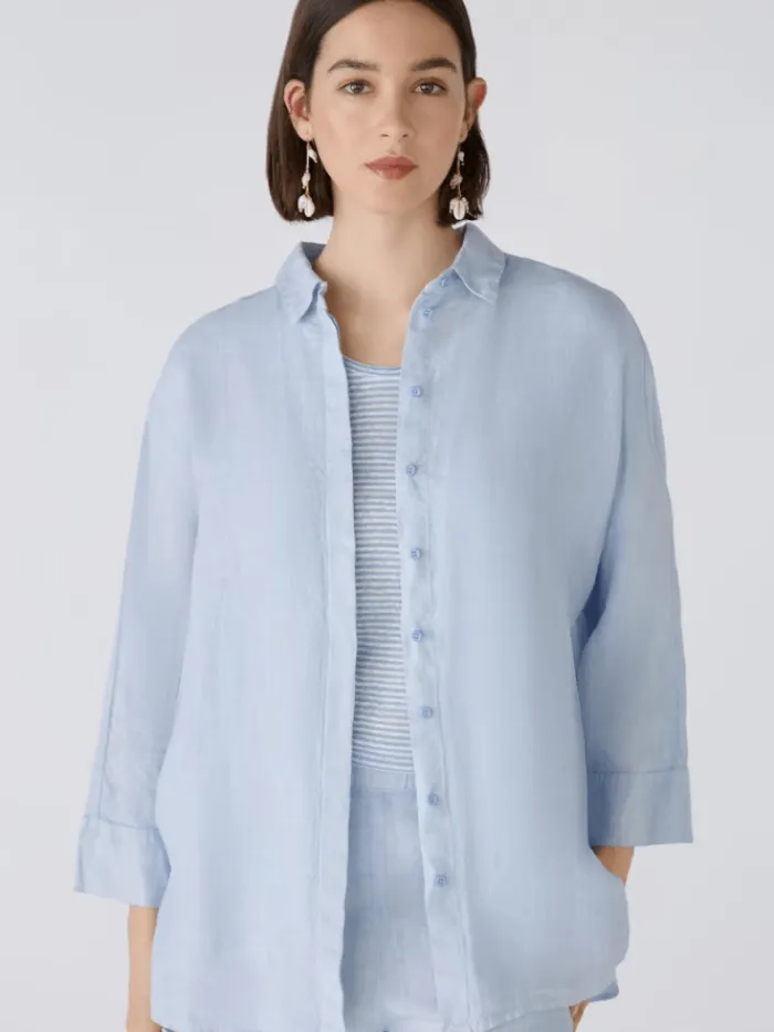 oui_linen_shirt_in_kentuc_1.webp Oui Tops | Gifts Under £100^Linen Shirt in Kentucky Blue 88624 Col 5082