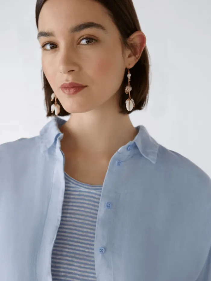 oui_linen_shirt_in_kentuc_3.webp Oui Tops | Gifts Under £100^Linen Shirt in Kentucky Blue 88624 Col 5082