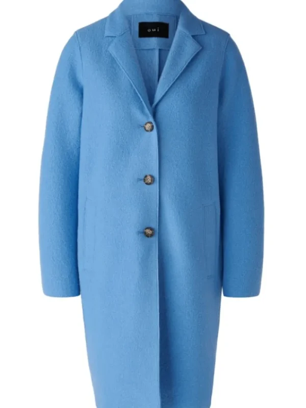Oui Coats And Jackets | Luxury Gifts^Mayson Women's Coat Boiled Pure New Wool in Cornflower 79918 Col 5
