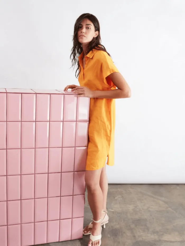 oui_orange_linen_cotton_p_0.webp Oui Dresses | Gifts Under £100^Orange Linen Cotton Patch Dress 78897 2750