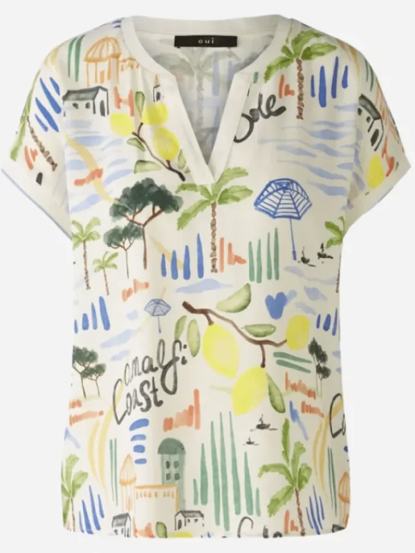 Oui Tops | Gifts Under £100^Patterned V Neck Blouse 87599 Col 0105
