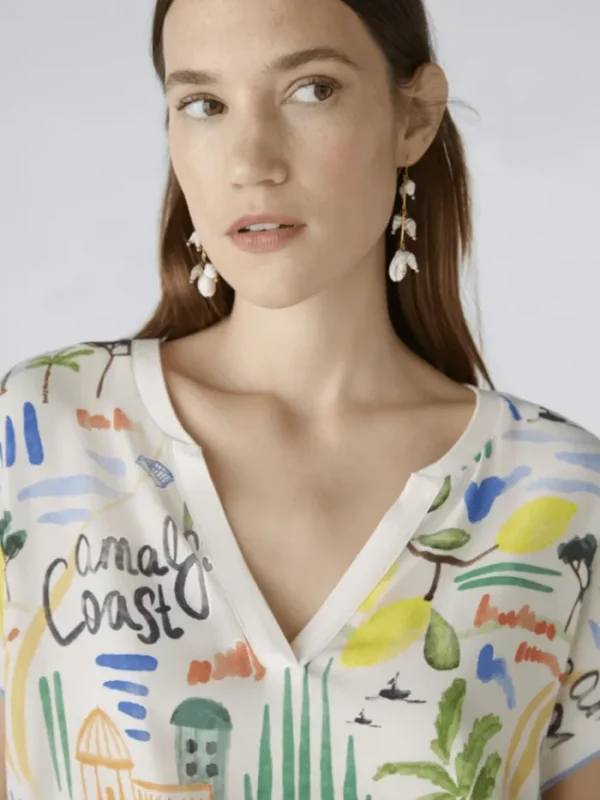 Oui Tops | Gifts Under £100^Patterned V Neck Blouse 87599 Col 0105