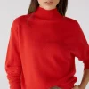 Oui Knitwear | Gifts Under £250^Red Wool Blend Jumper With High Neck 79985 Col 3654