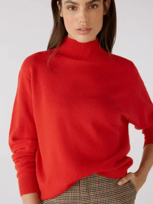 Oui Knitwear | Gifts Under £250^Red Wool Blend Jumper With High Neck 79985 Col 3654