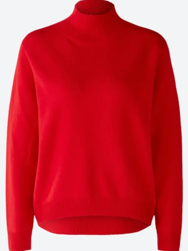 Oui Knitwear | Gifts Under £250^Red Wool Blend Jumper With High Neck 79985 Col 3654