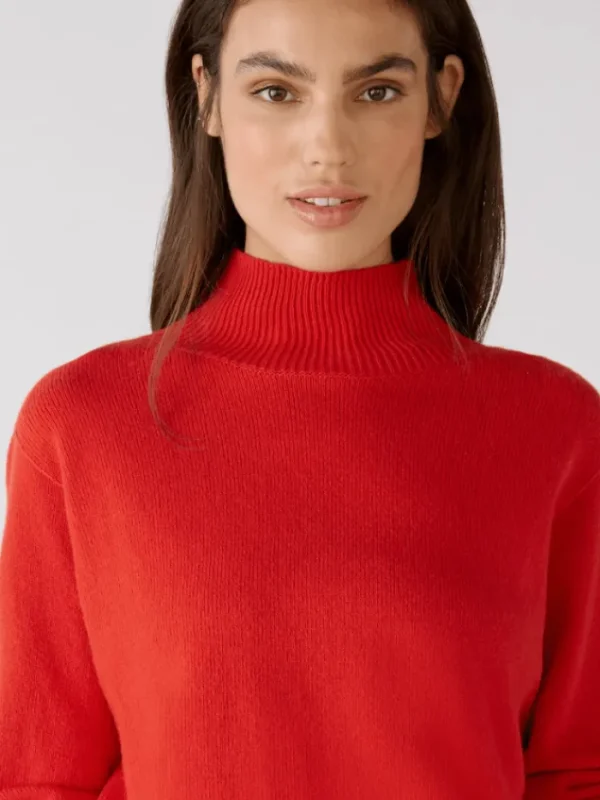 Oui Knitwear | Gifts Under £250^Red Wool Blend Jumper With High Neck 79985 Col 3654