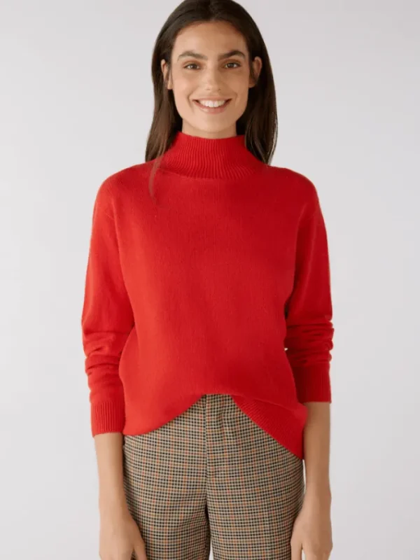 Oui Knitwear | Gifts Under £250^Red Wool Blend Jumper With High Neck 79985 Col 3654
