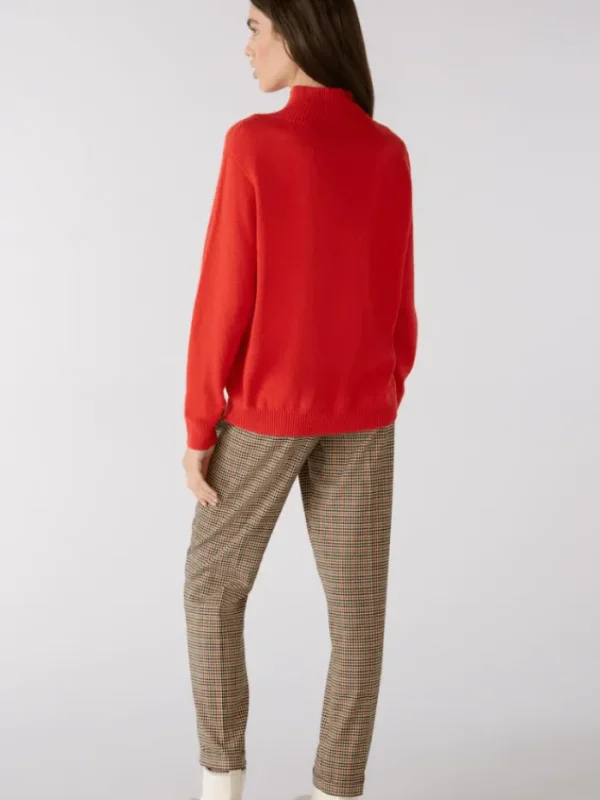 Oui Knitwear | Gifts Under £250^Red Wool Blend Jumper With High Neck 79985 Col 3654