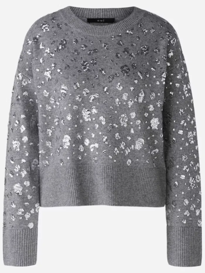 oui_sequinned_wool_blend__0.webp Oui Knitwear | Gifts Under £250^Sequinned Wool Blend Jumper In Grey 89197 Col 9559
