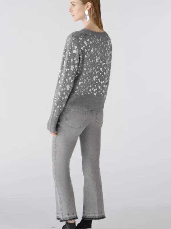 Oui Knitwear | Gifts Under £250^Sequinned Wool Blend Jumper In Grey 89197 Col 9559