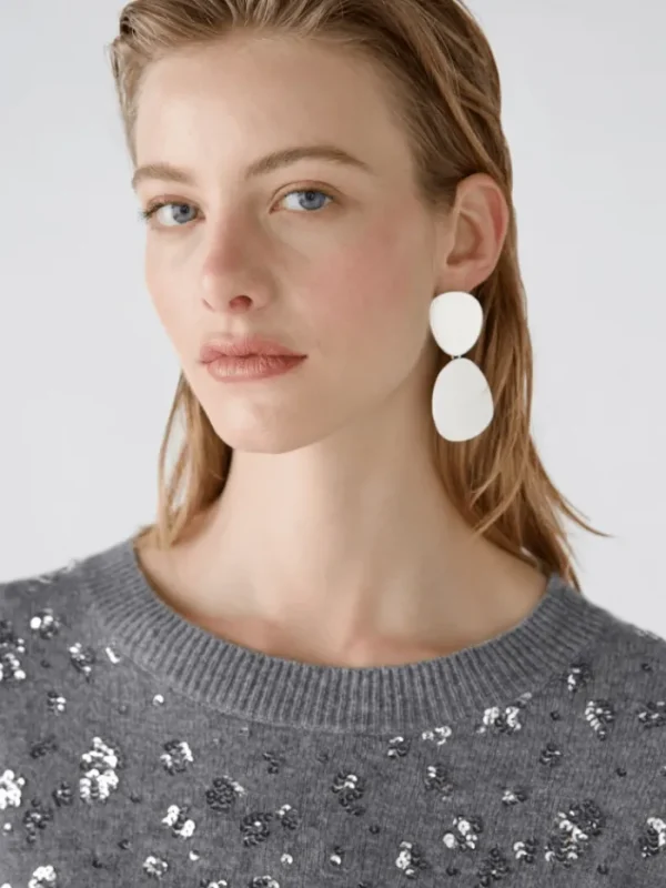 Oui Knitwear | Gifts Under £250^Sequinned Wool Blend Jumper In Grey 89197 Col 9559