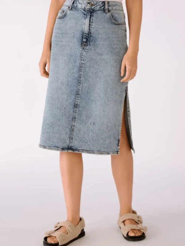 Oui Skirts | Gifts Under £50^T Blue Denim Midi Length Skirt 76135 5300