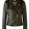 Oui Luxury Gifts^T Khaki Leather Biker Jacket 76138 6980