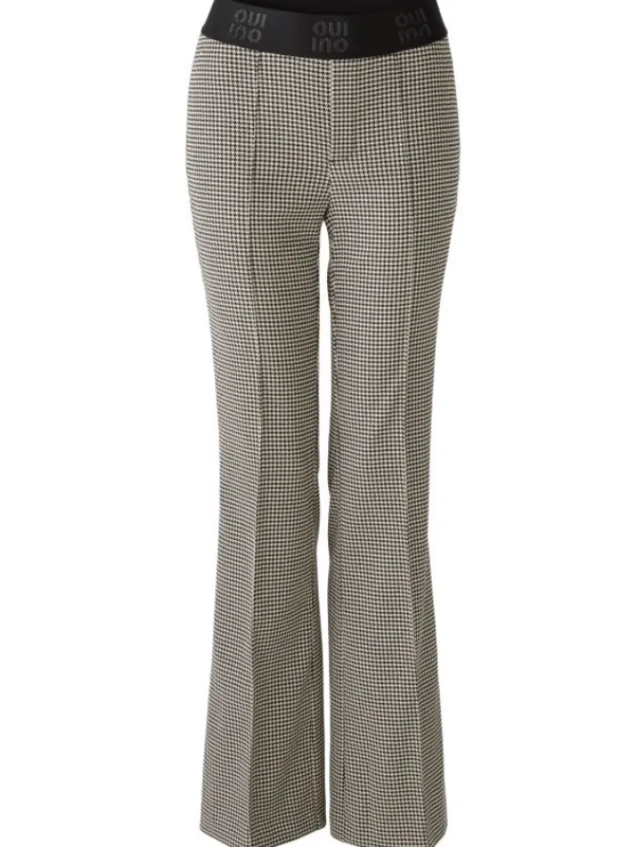 oui_womens_checked_kick_f_0.webp Oui Trousers | Gifts Under £250^Women's Checked Kick Flare Trousers 90590 Col 0991