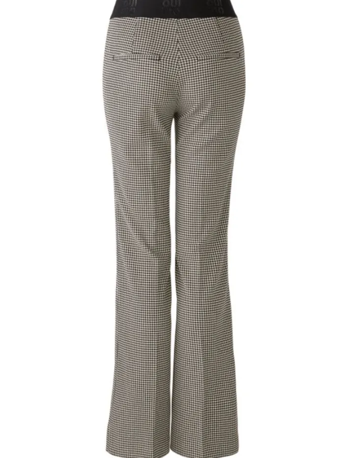 oui_womens_checked_kick_f_1.webp Oui Trousers | Gifts Under £250^Women's Checked Kick Flare Trousers 90590 Col 0991