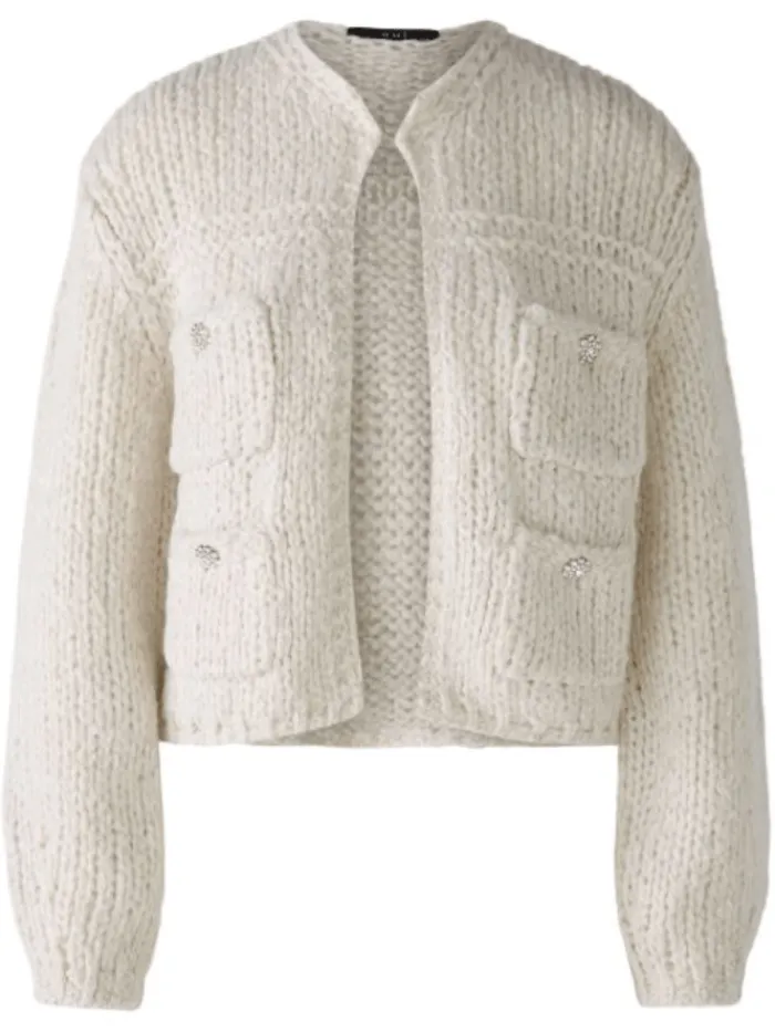 oui_womens_chunky_knit_ca_0.webp Oui Knitwear | Gifts Under £250^Women's Chunky Knit Cardigan In Light Beige Melange 90614 Col 7065
