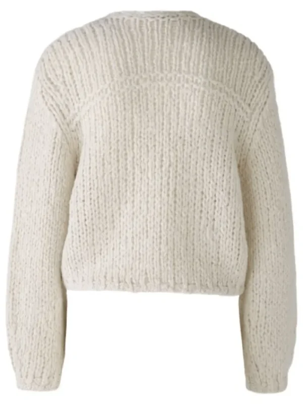 Oui Knitwear | Gifts Under £250^Women's Chunky Knit Cardigan In Light Beige Melange 90614 Col 7065