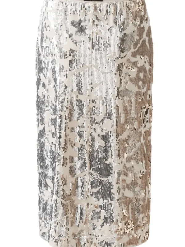 Oui Party Wear | Skirts^Women's Golden Glitter Sequin Skirt 90971 Col 0767