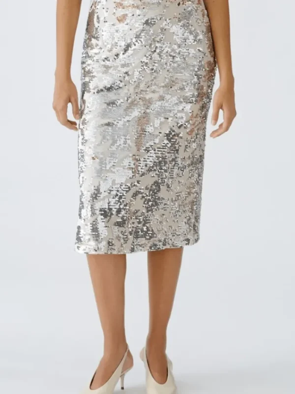 Oui Party Wear | Skirts^Women's Golden Glitter Sequin Skirt 90971 Col 0767