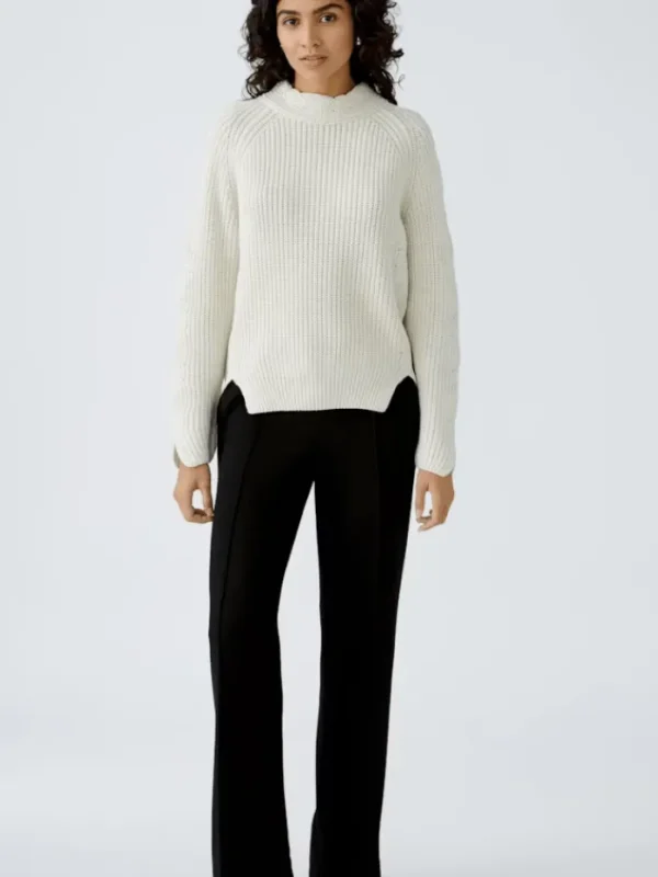 Oui Knitwear | Gifts Under £250^Women's Light Grey Chunky Knit Jumper 90781 Col 9001