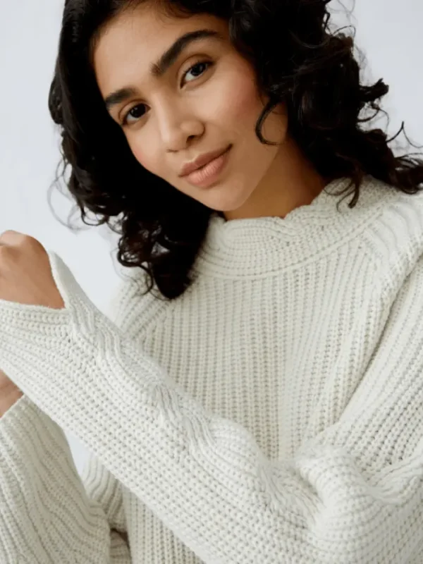 Oui Knitwear | Gifts Under £250^Women's Light Grey Chunky Knit Jumper 90781 Col 9001