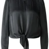 Oui Tops | Gifts Under £100^Women's Pure Viscose Blouse In Black With Knot Detail 89102 Col 99