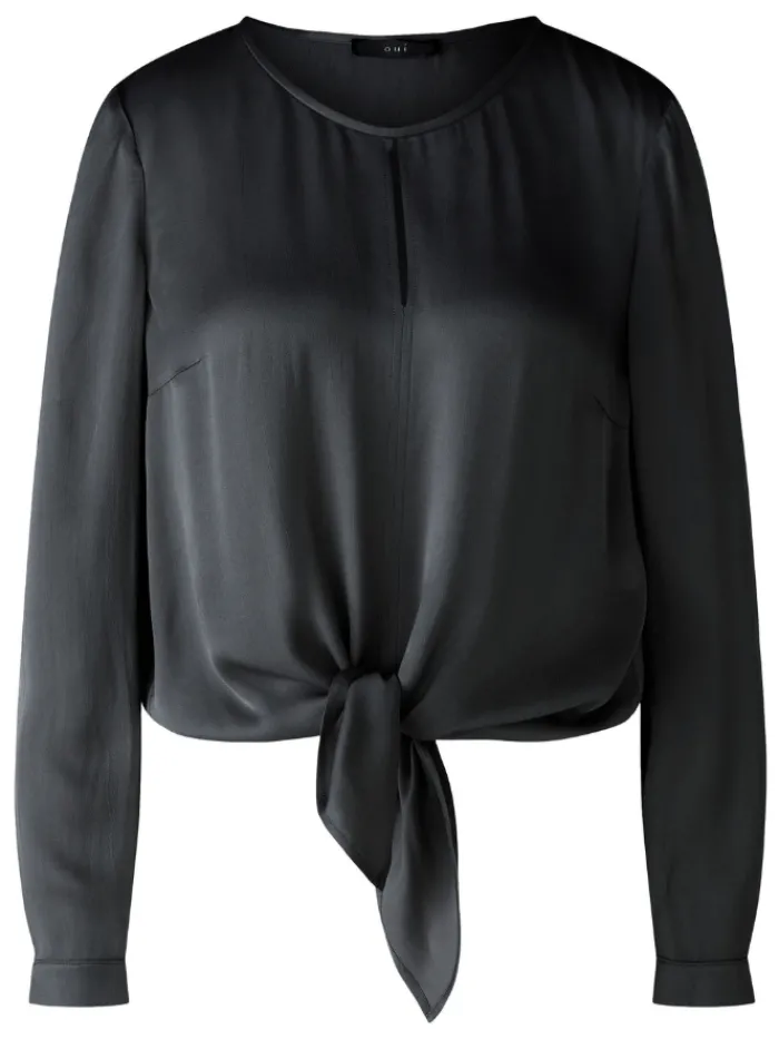 oui_womens_pure_viscose_b_0.webp Oui Tops | Gifts Under £100^Women's Pure Viscose Blouse In Black With Knot Detail 89102 Col 99