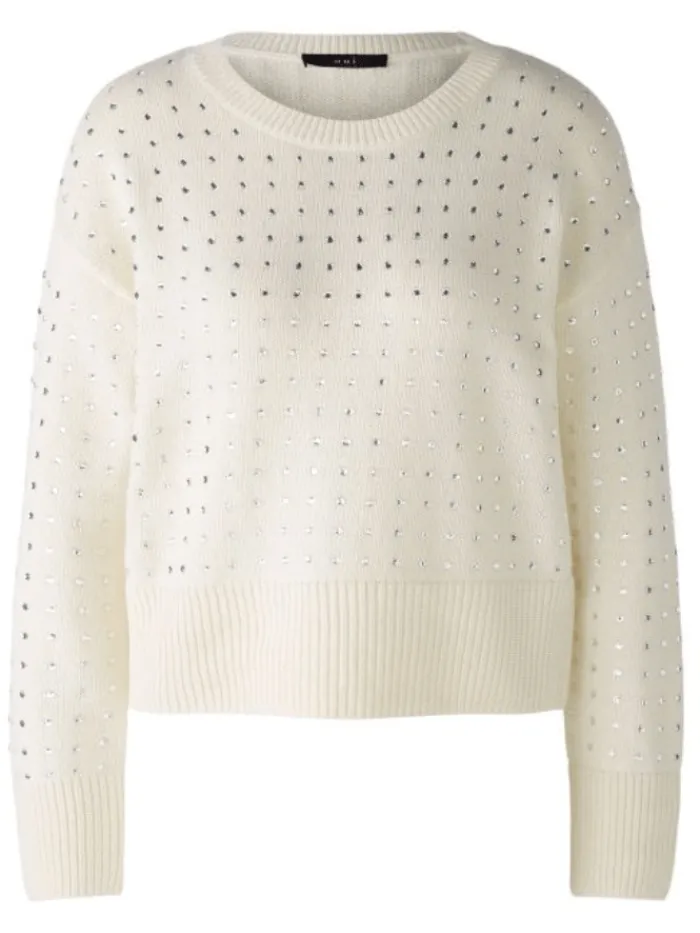 oui_womens_round_neck_jum_0-1.webp Oui Knitwear | Gifts Under £250^Women's Round Neck Jumper With Glittering Stones 91117 Col 1042