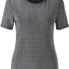 Oui Tops | T-Shirts^Women's Short Sleeved Black Glitter T Shirt 90687 Col 9990
