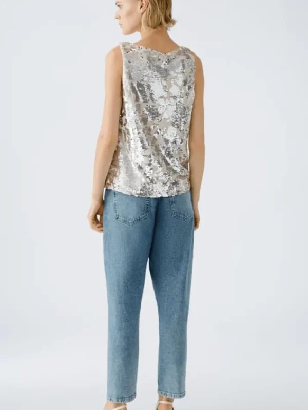 Oui Party Wear | Tops^Women's Sleeveless Golden Glitter Sequin Top 91039 Col 0767