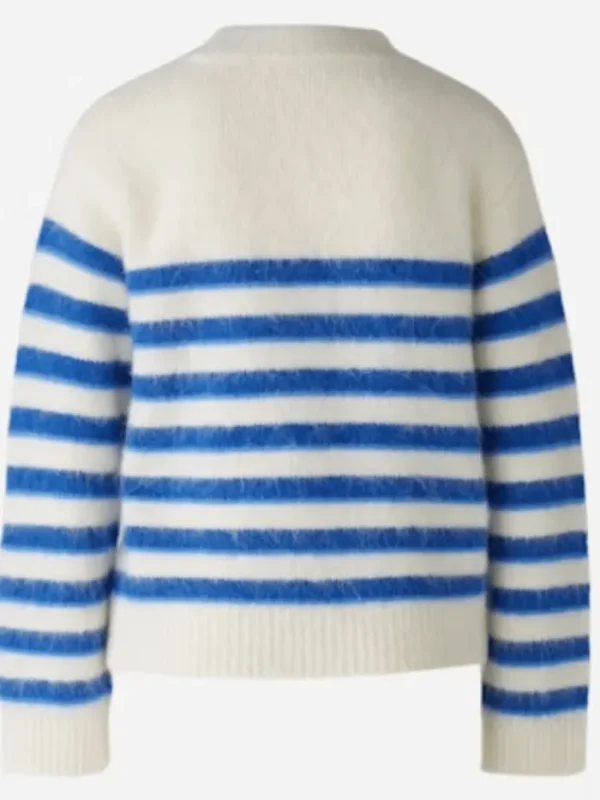 Oui Knitwear | Gift Sale^Women's Soft Striped Jumper In Off White And Blue 90160 Col 0115