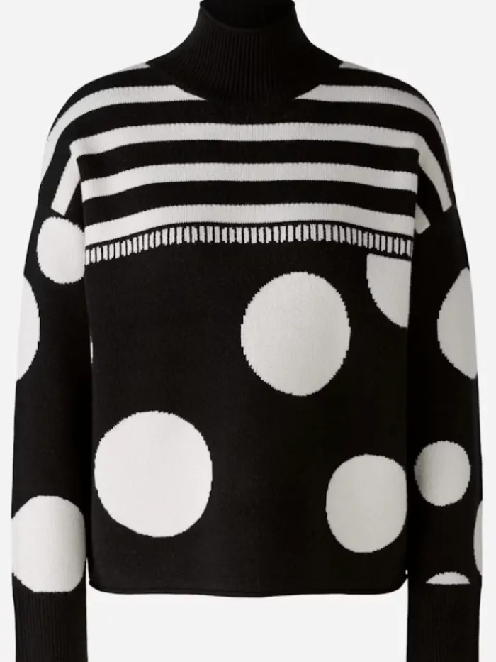 oui_womens_spots_and_stri_0.webp Oui Knitwear | Gifts Under £250^Women's Spots And Stripes Patterned Jumper 90168 Col 0991