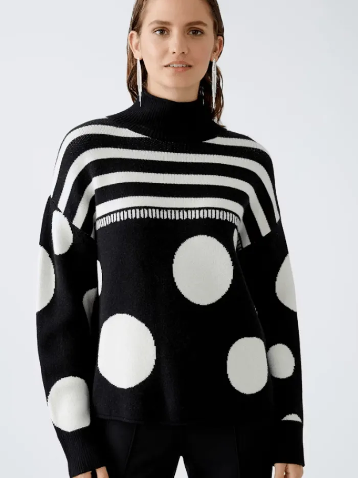 oui_womens_spots_and_stri_1.webp Oui Knitwear | Gifts Under £250^Women's Spots And Stripes Patterned Jumper 90168 Col 0991