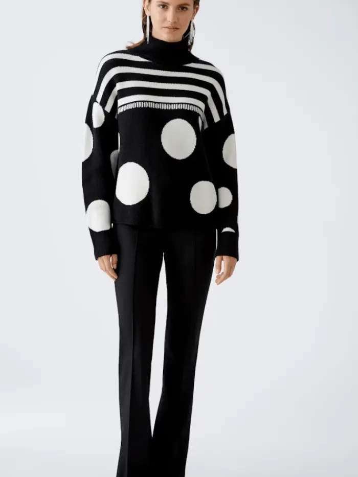 oui_womens_spots_and_stri_2.webp Oui Knitwear | Gifts Under £250^Women's Spots And Stripes Patterned Jumper 90168 Col 0991