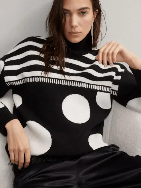 Oui Knitwear | Gifts Under £250^Women's Spots And Stripes Patterned Jumper 90168 Col 0991