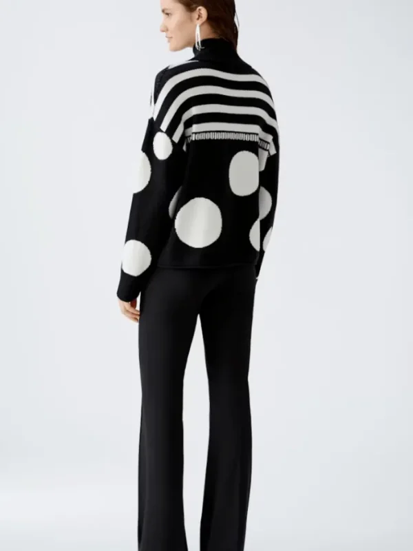 Oui Knitwear | Gifts Under £250^Women's Spots And Stripes Patterned Jumper 90168 Col 0991