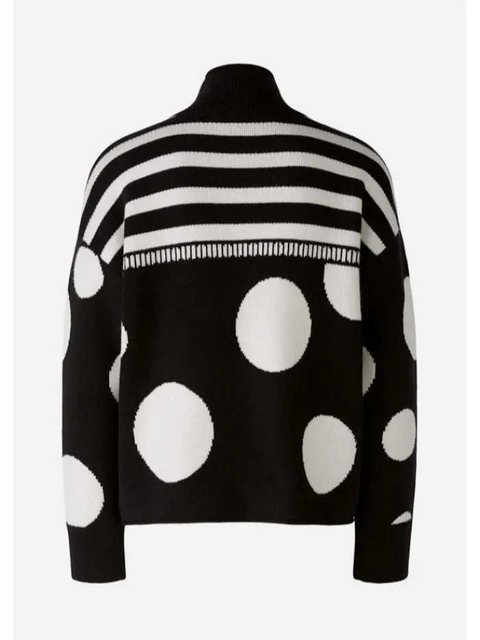 oui_womens_spots_and_stri_6.webp Oui Knitwear | Gifts Under £250^Women's Spots And Stripes Patterned Jumper 90168 Col 0991