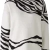 Oui Knitwear | Gifts Under £250^Women's Tiger Stripe Jumper In White And Black 90790 Col 0109