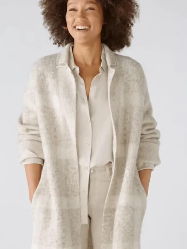 Oui Coats And Jackets | Luxury Gifts^Women's Wool Blend Knitted Checked Coat 88938 Col 0811