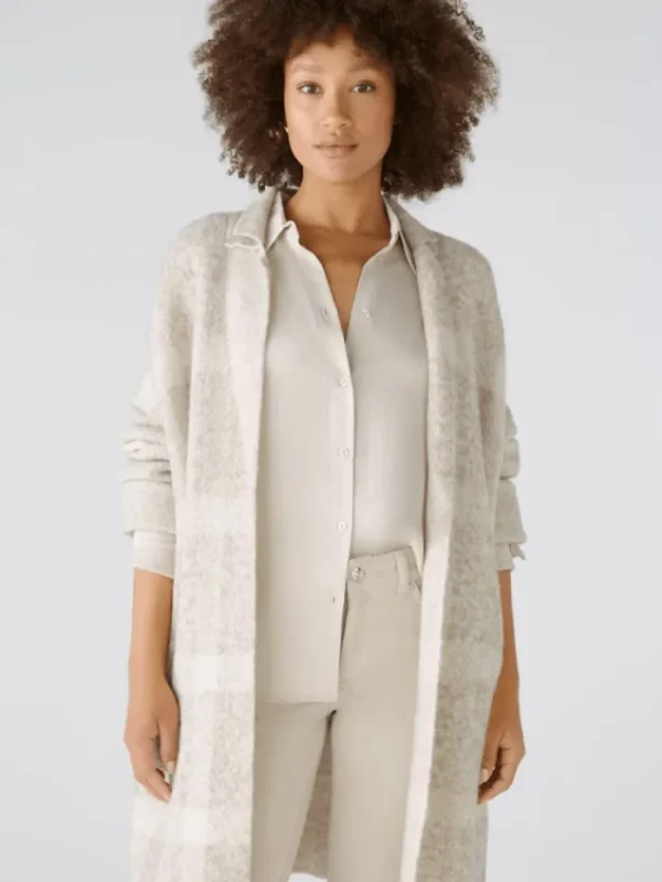 Oui Coats And Jackets | Luxury Gifts^Women's Wool Blend Knitted Checked Coat 88938 Col 0811