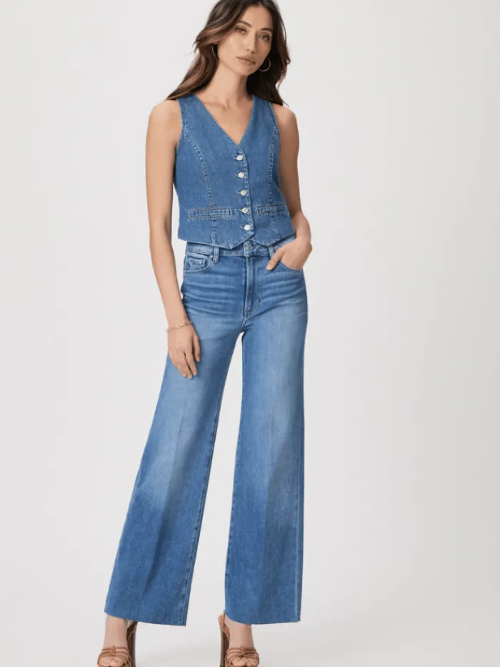 paige_womens_anessa_quot__1.webp Paige Denim | Party Wear^Women's ANESSA 31" Wide Leg Blue Jean With Raw Hem 8902E77-B579