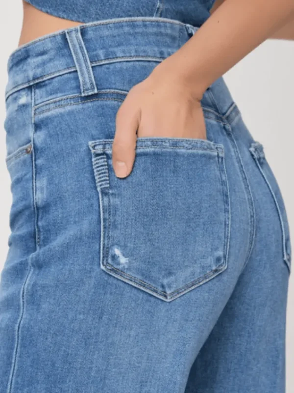 Paige Denim | Party Wear^Women's ANESSA 31" Wide Leg Blue Jean With Raw Hem 8902E77-B579