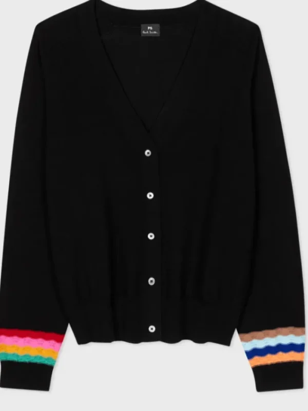 Paul Smith Coats And Jackets | Knitwear^Black Wool Swirl Sleeve Cardigan W2R-701N-M31137 Col 79
