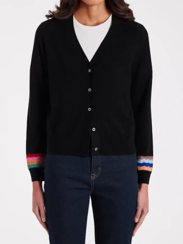 Paul Smith Coats And Jackets | Knitwear^Black Wool Swirl Sleeve Cardigan W2R-701N-M31137 Col 79